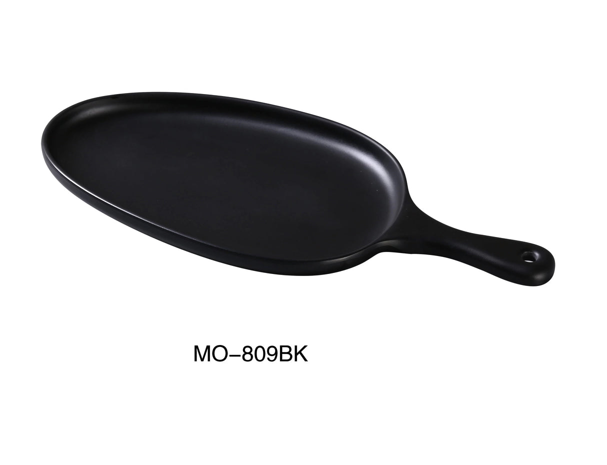 Yanco Moderne 15 1/2" X 7 1/2" X 1 1/4" Pan Plate With Handle Black
