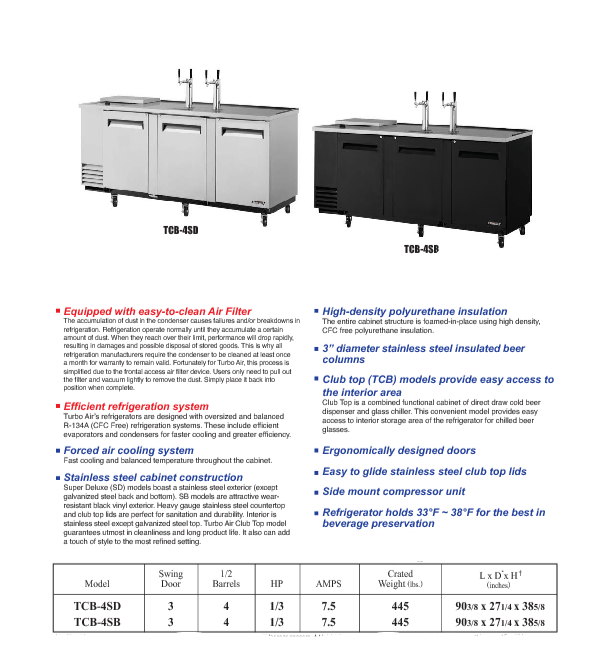 Beer Refrigerator TCB-4SD-N (Free Shipping)