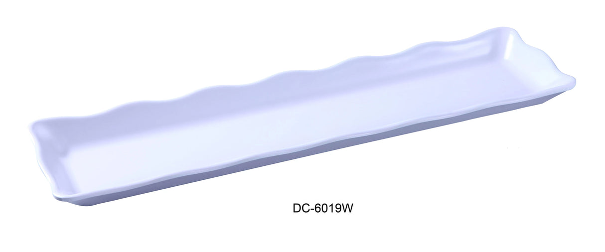 Yanco Deli Collection	19" X 5 1/4" X 1" Scallop Edged Display Tray White