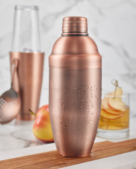 After5 24 oz Bar Shaker, 3 Piece Set, Antique Copper