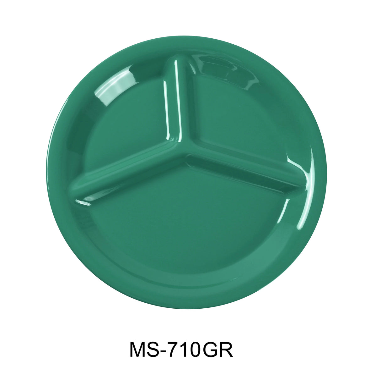 Yanco COMPARTMENT COLLECTION 10" 3-COMPARTMENT PLATE GREEN