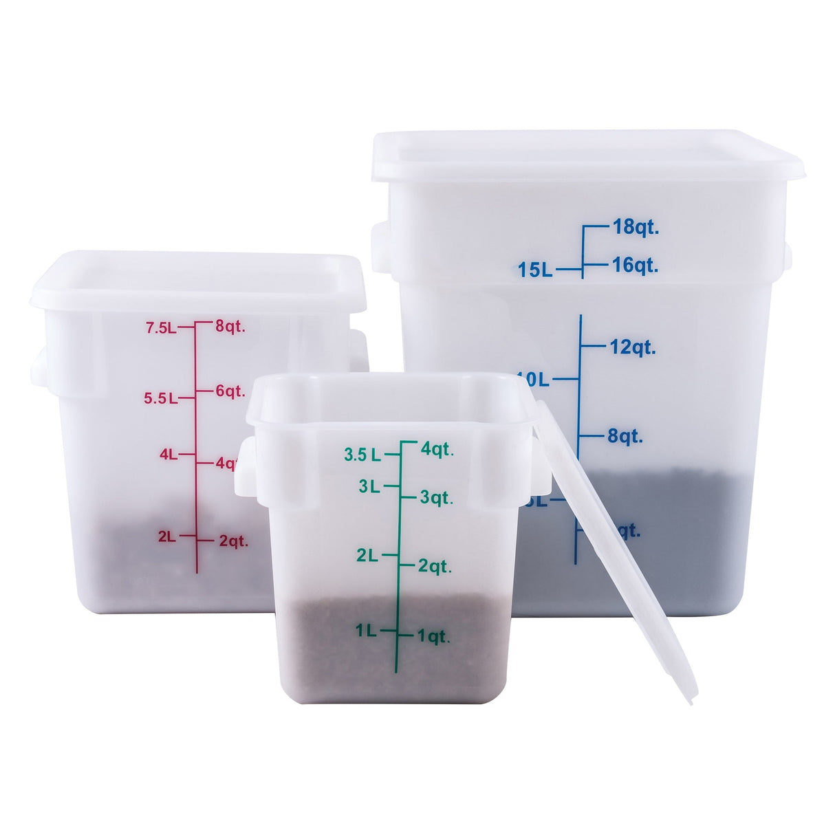 Square Storage Container, White Polypropylene