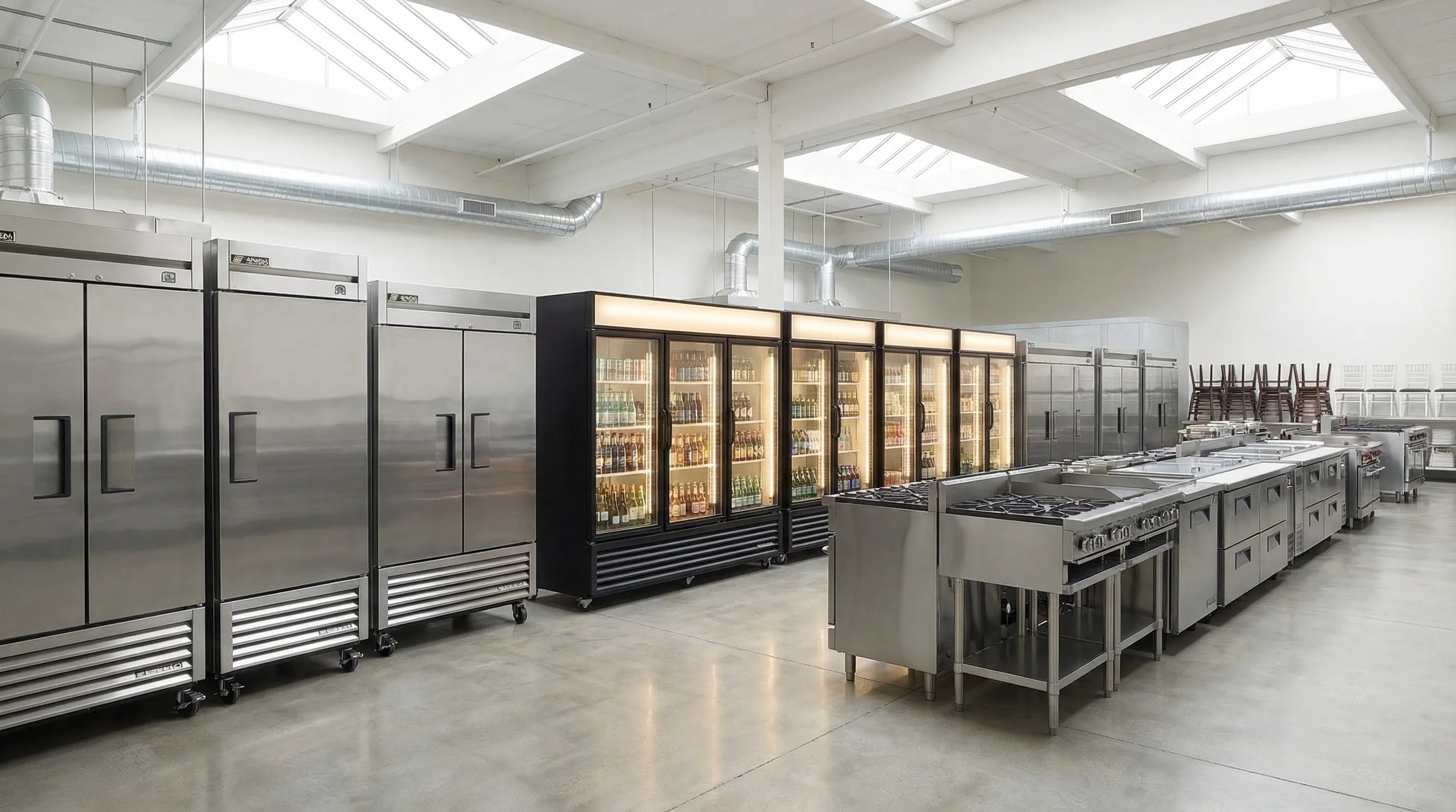 Migali commercial refrigerators and cooking equipment in showroom